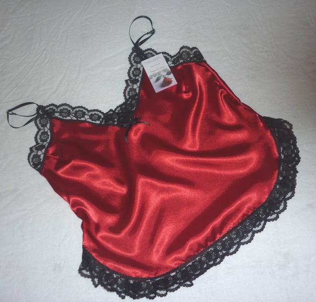 Red satin black lace Camisole